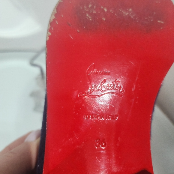 Christian Louboutin Navy Blue Suede Loafers.100% AuthenticSize 36.5. - Picture 11 of 12